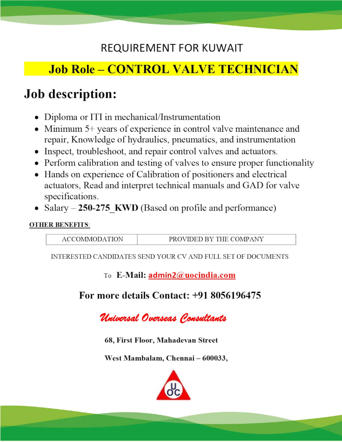 CONTROL VALVE TECHNICIAN