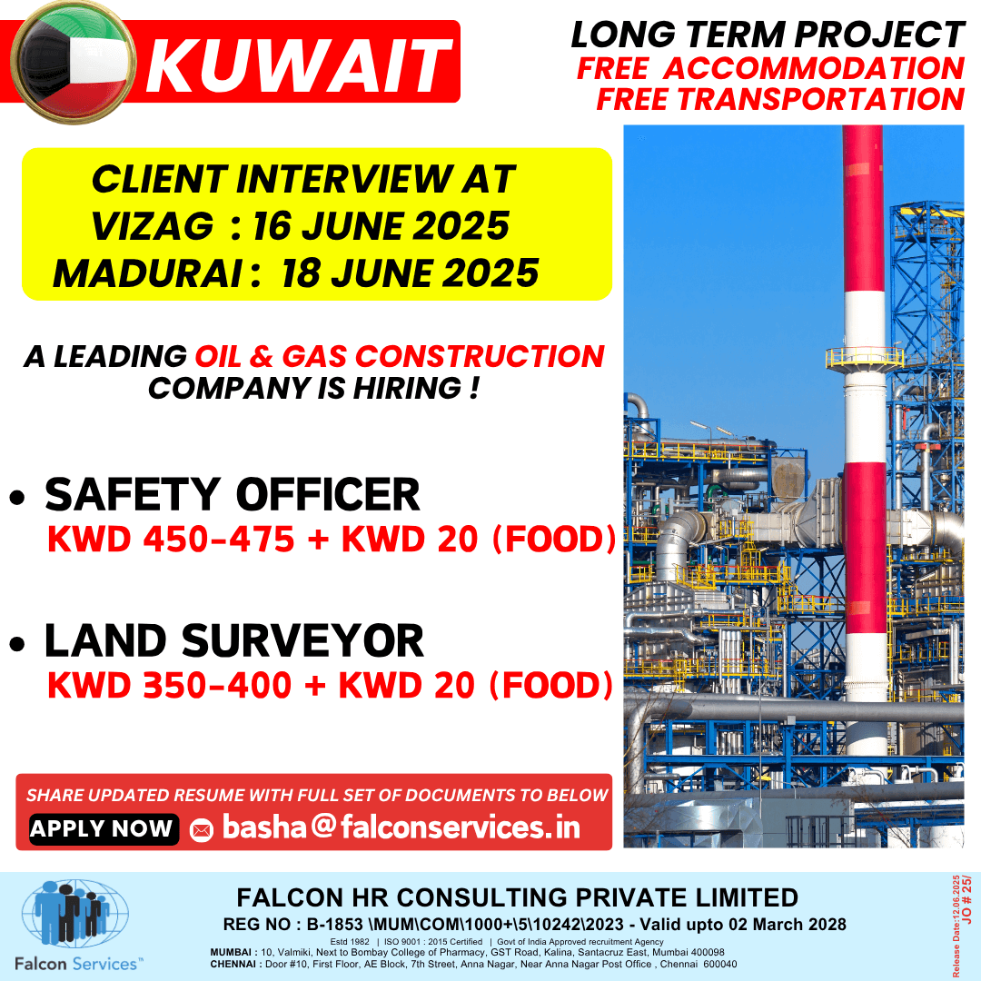? KUWAIT OPPORTUNITIES – CLIENT INTERVIEW IN VIZAG & MADURAI! ??