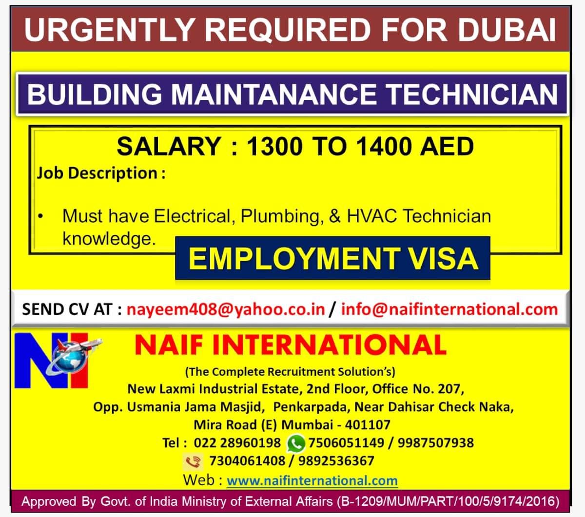 URGENTLY REQUIRED FOR DUBAI URGENTLY REQUIRED FOR DUBAI
