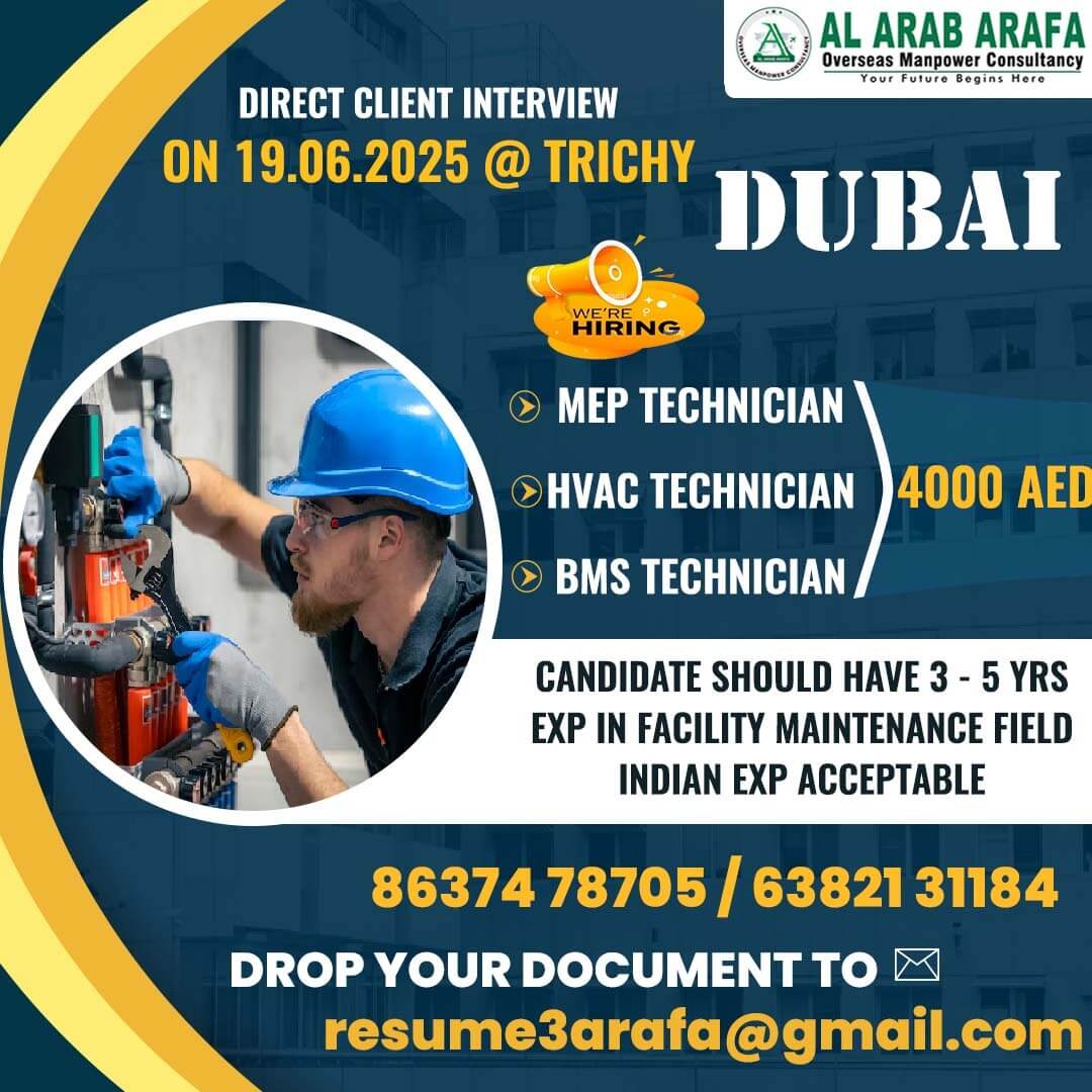 DIRECT CLIENT INTERVIEW ON 19.06.2025 @ TRICHY DIRECT CLIENT INTERVIEW ON 19.06.2025 @ TRICHY
