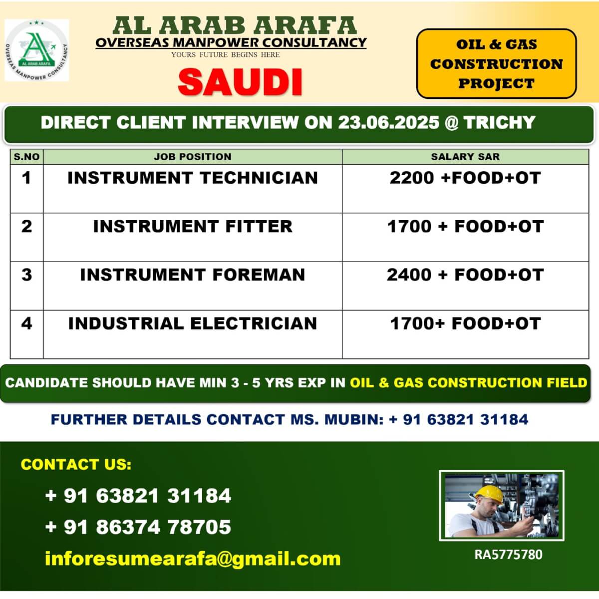 DIRECT CLIENT INTERVIEW ON 23.06.2025 @ TRICHY