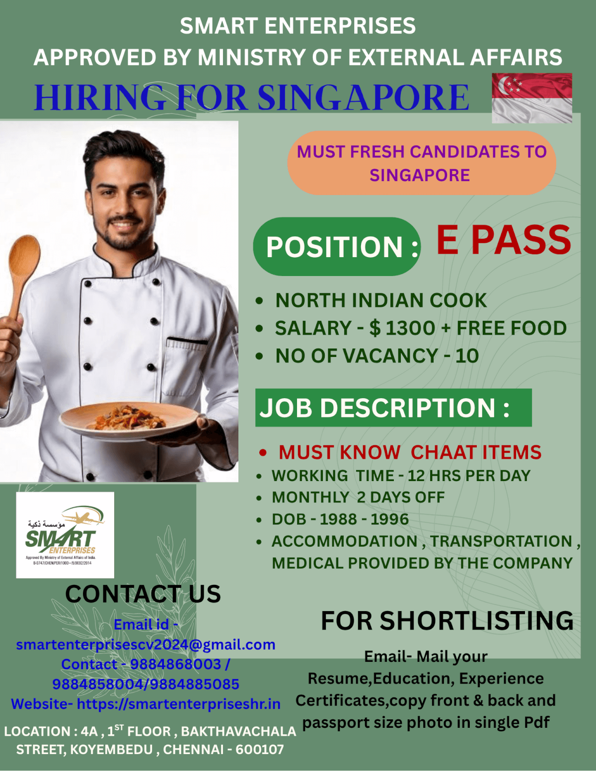HIRING FOR SINGAPORE