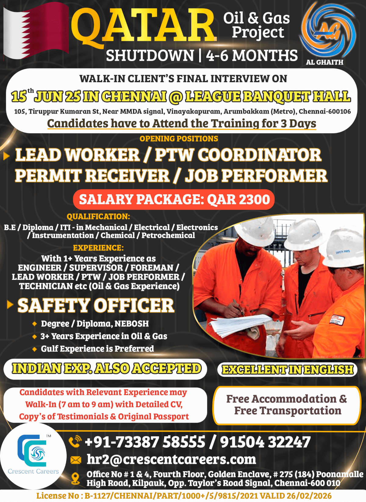WALK-IN INTERVIEW ON 15th JUN 2025 IN CHENNAI @LEAGUE BANQUET HALL