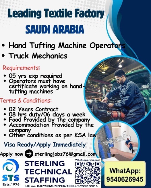 Required for Leading Textile Industry in Saudi Arabia