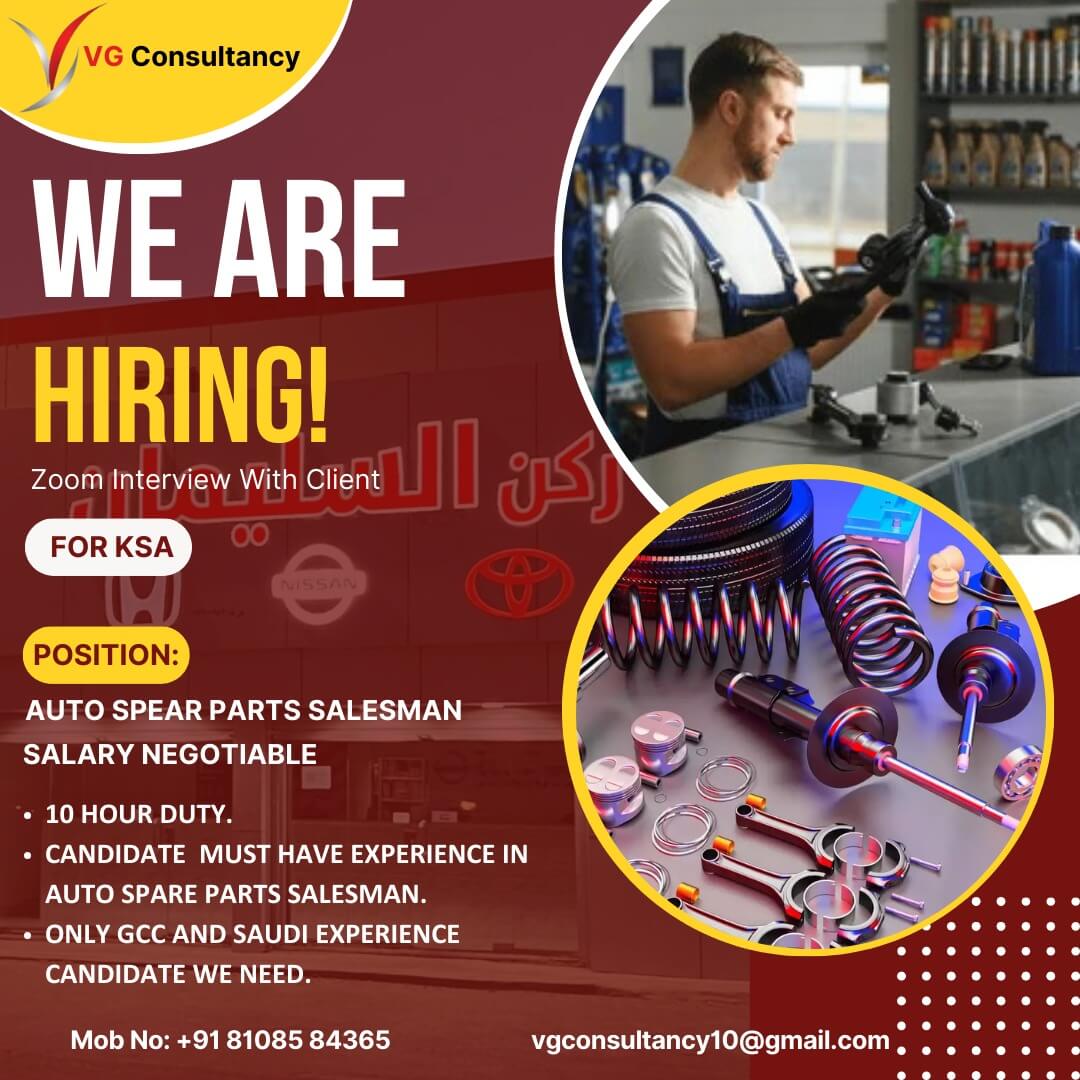 urgent requirement for salesman for auto spare parts
