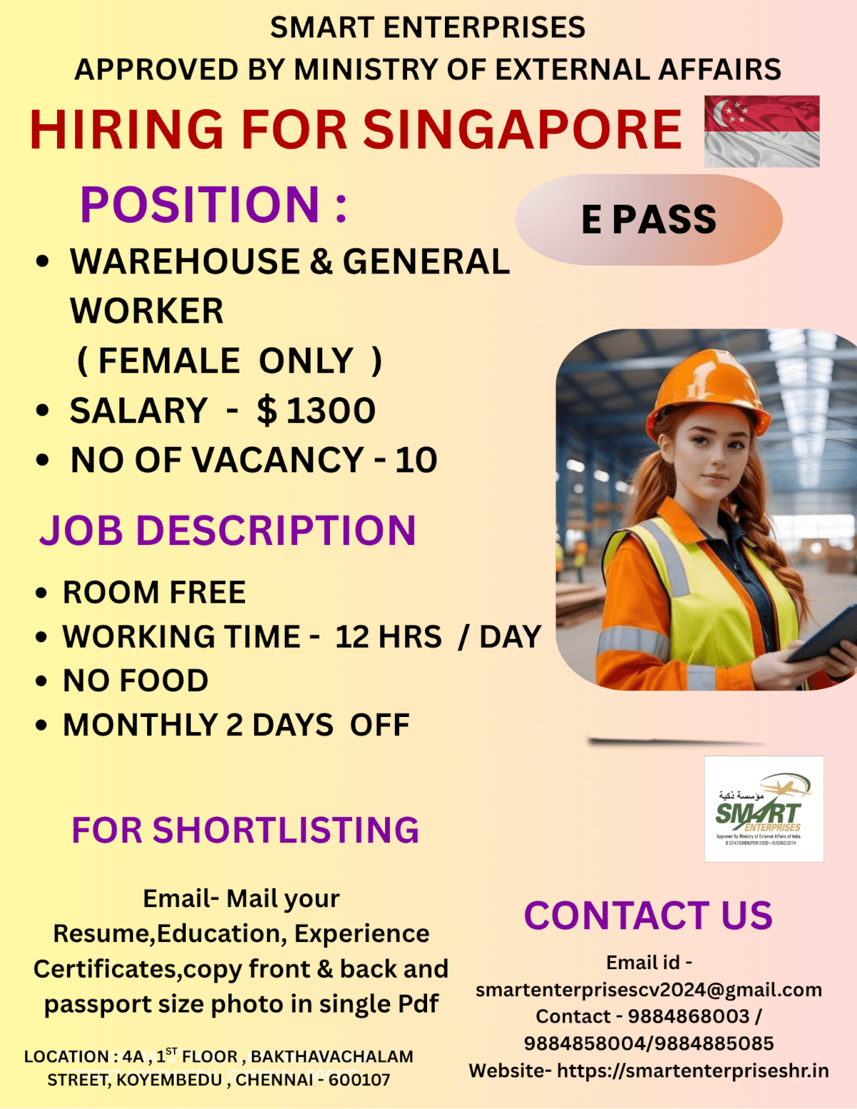 HIRING FOR SINGAPORE