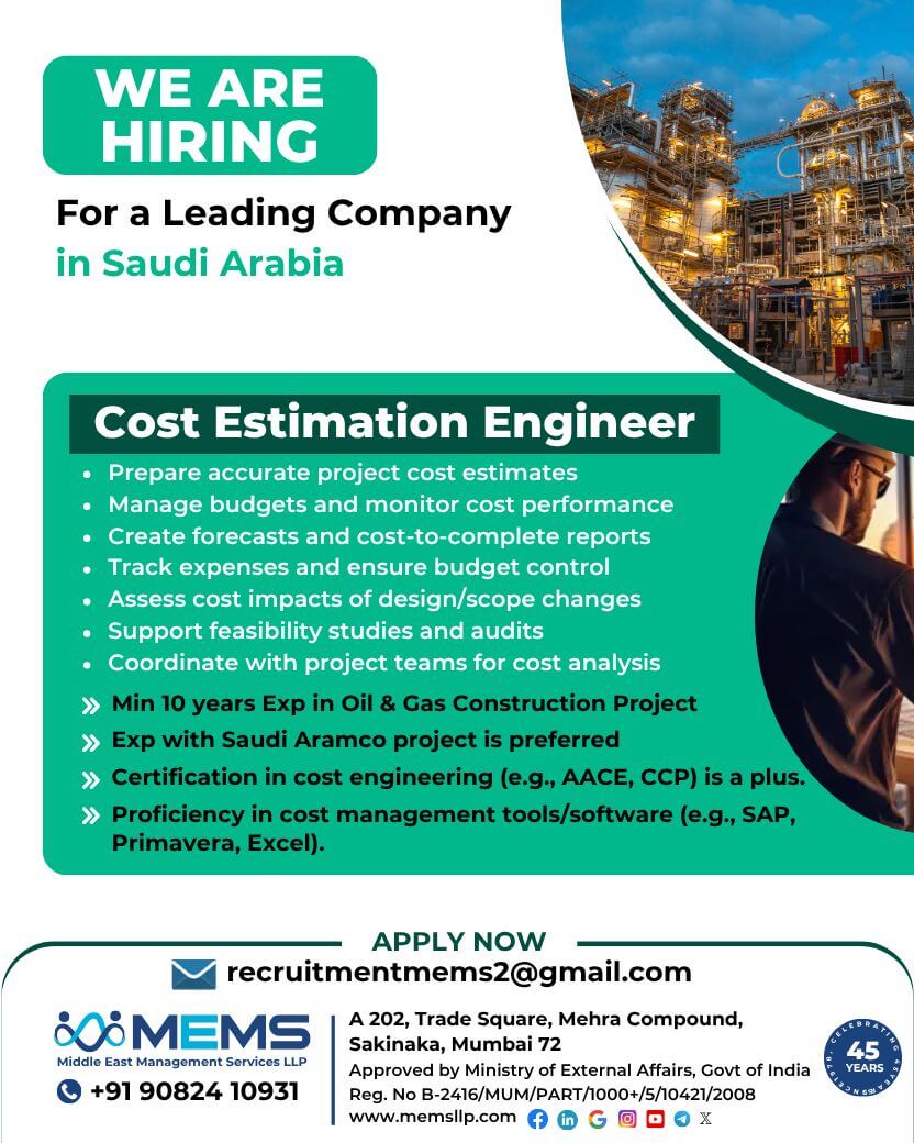 We are Hiring for a Leading Company in Saudi Arabia