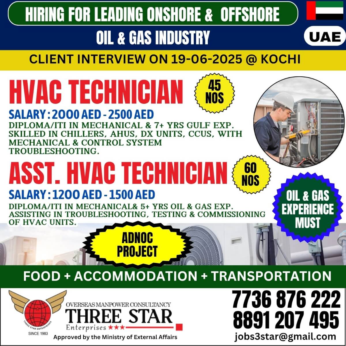 URGENT HIRING FOR HVAC TECHNICIANS - UAE