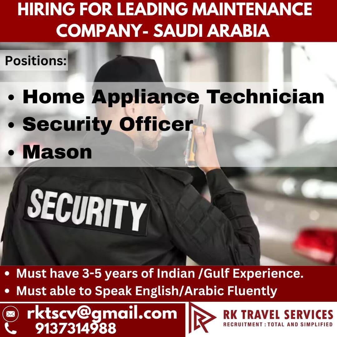 HIRING FOR LEADING MAINTENANCE COMPANY- SAUDI ARABIA HIRING FOR LEADING MAINTENANCE COMPANY- SAUDI ARABIA