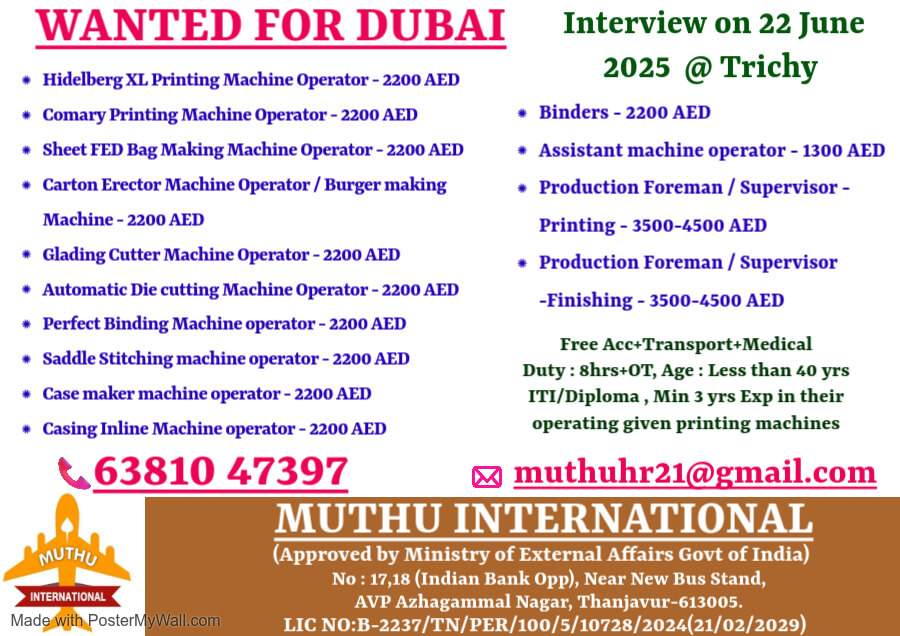 WANTED FOR DUBAI