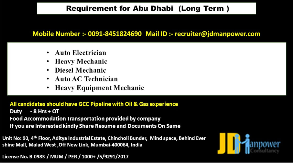 URGENT REQUIREMENT FOR UAE LONG TERM PROJECT
