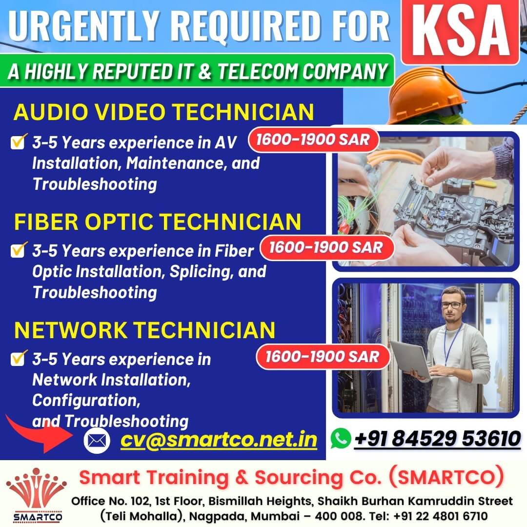 URGENTLY REQUIRED FOR KSA A HIGHLY REPUTED IT & TELECOM COMPANY URGENTLY REQUIRED FOR KSA A HIGHLY REPUTED IT & TELECOM COMPANY