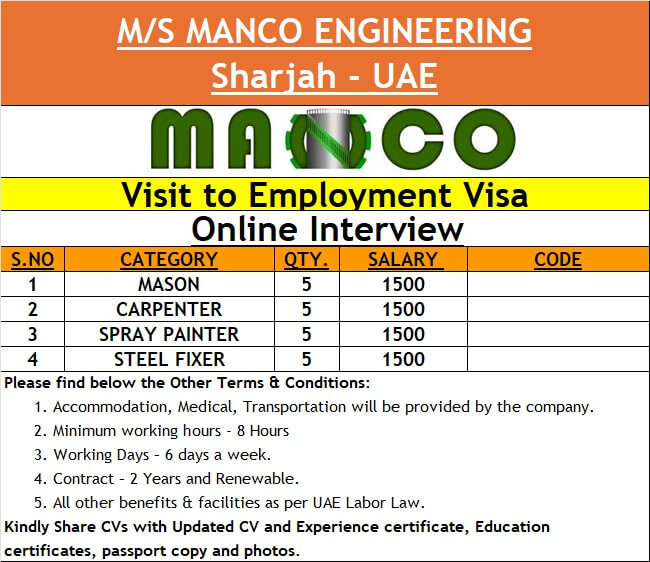 URGENT REQUIREMENT FOR UAE