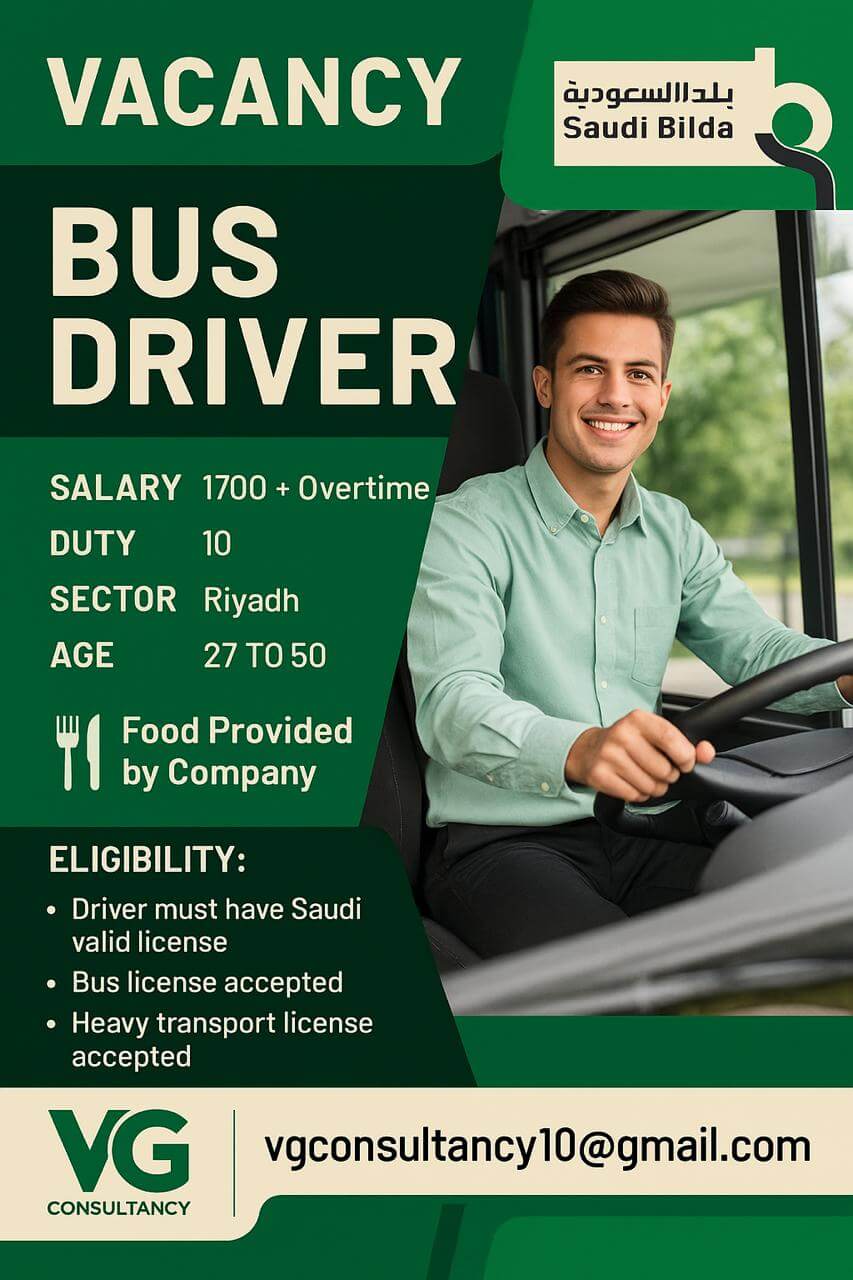 URGENT REQUIREMENT FOR BUS DRIVER SAUDI ARABIA