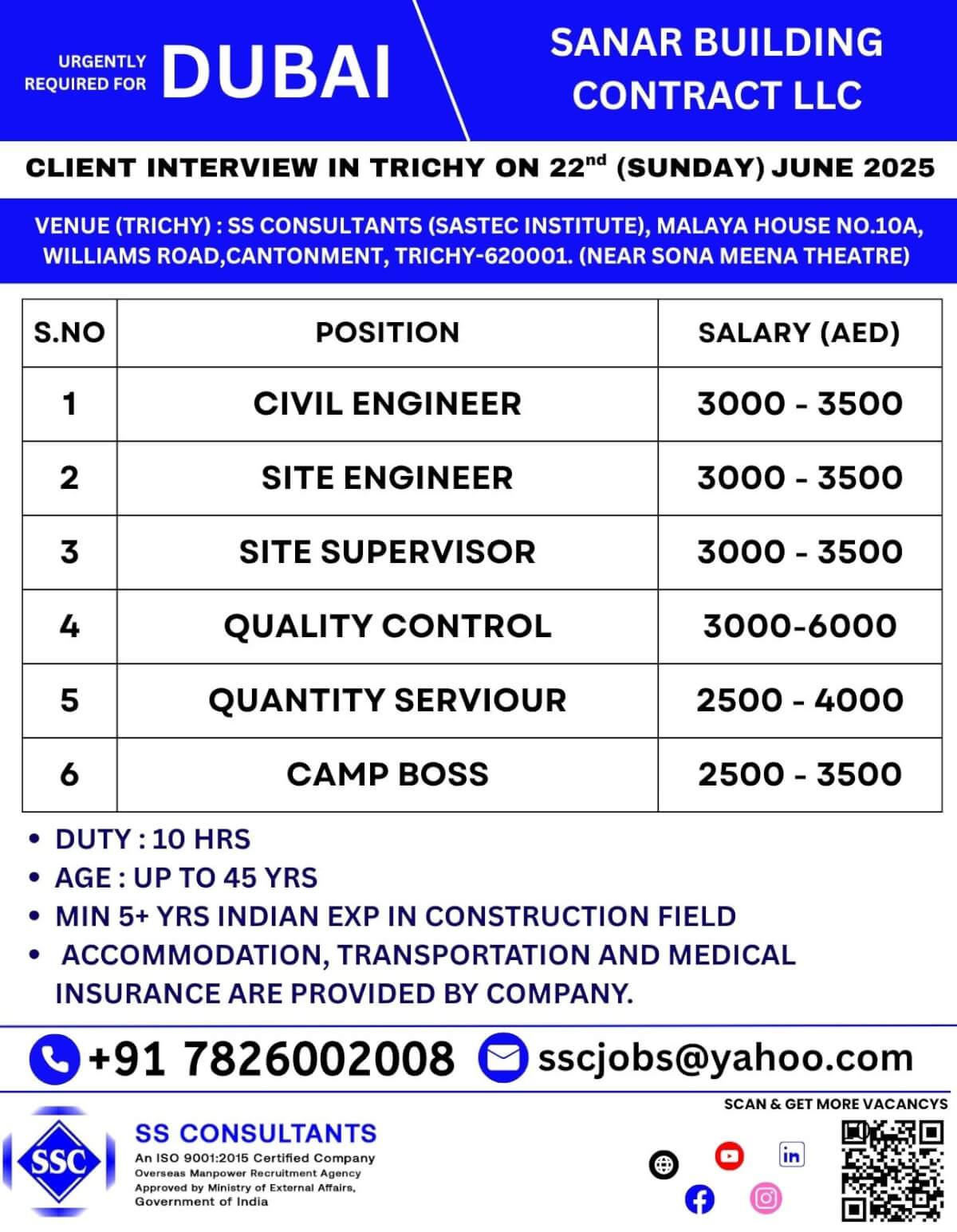 Urgent Hiring in UAE: Civil Engineers, Site Supervisors & More – Apply Now!