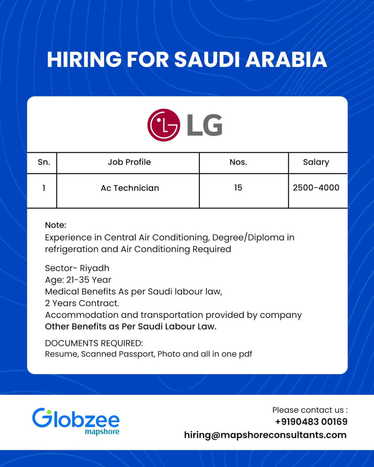 Hiring For Saudi Arabia