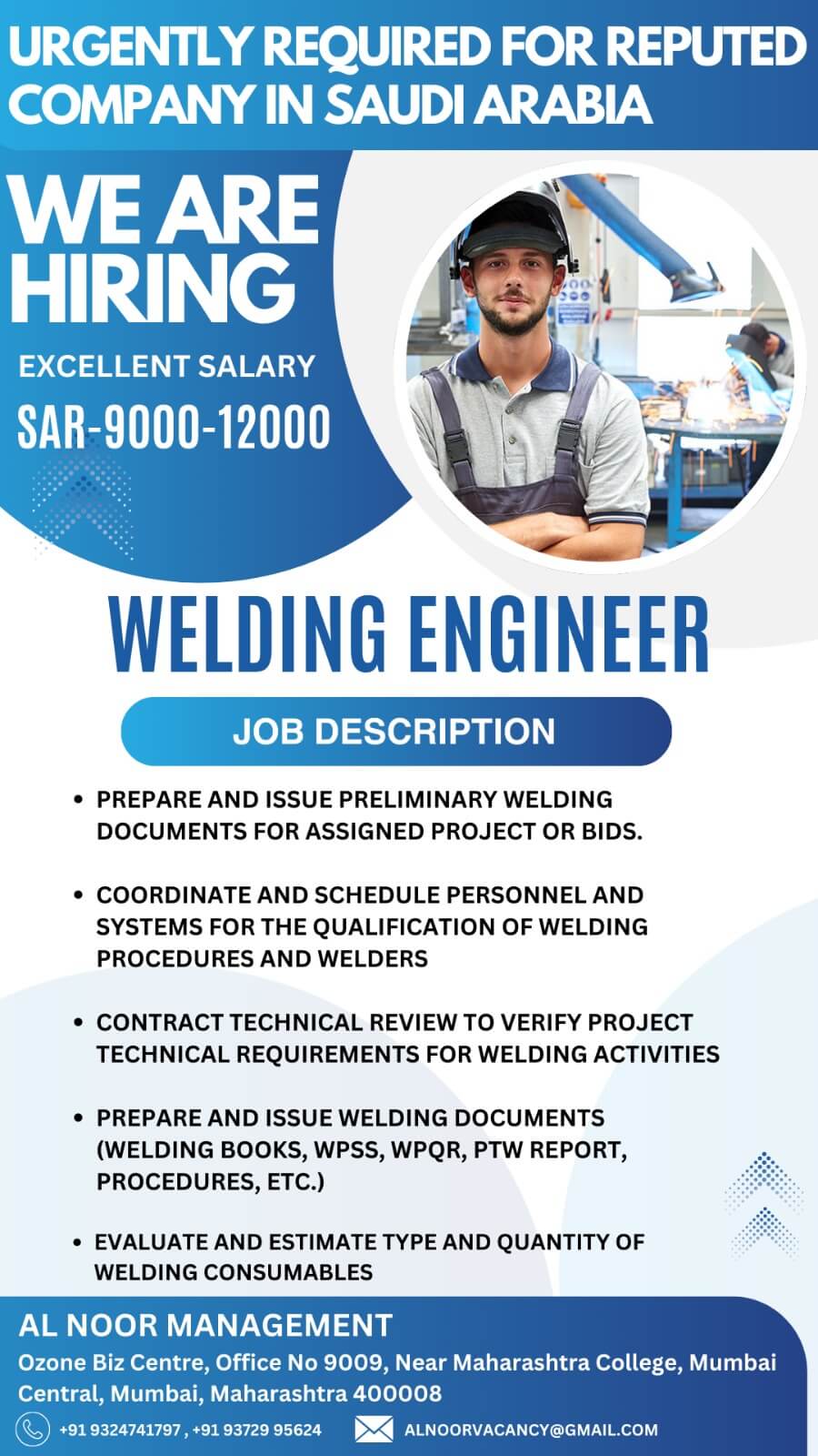 URGENTLY REQUIRED FOR REPUTED COMPANY IN SAUDI ARABIA