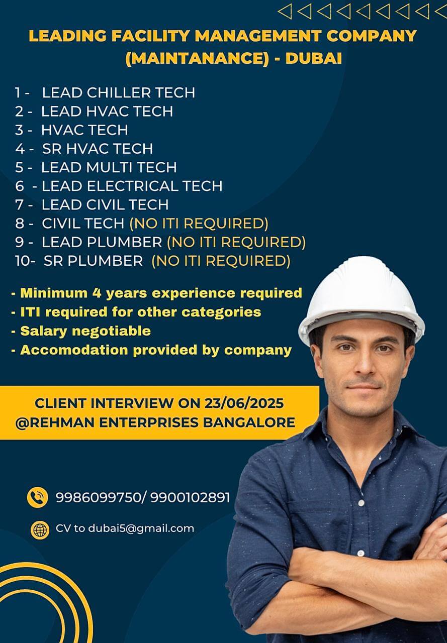 URGENT REQUIRED FOR A LEADING FACILITY MANAGEMENT COMPANY (IMDAAD) - UAE