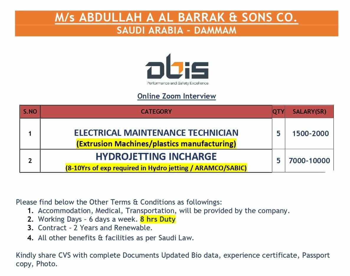 URGENT REQUIREMENT FOR SAUDI ARABIA