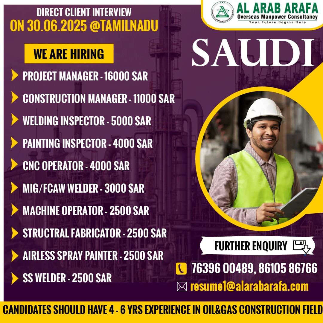 DIRECT CLIENT INTERVIEW ON 30.06.2025 @ TAMILNADU