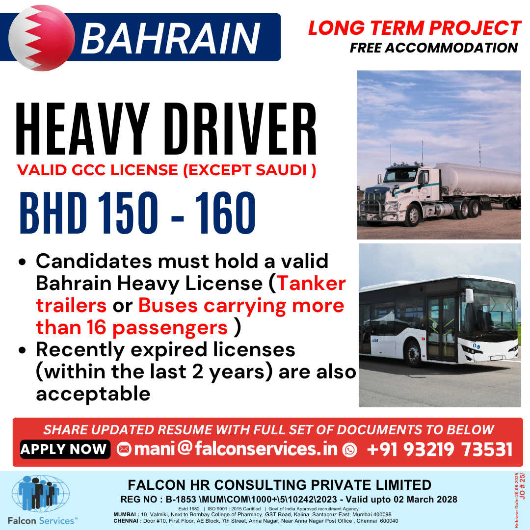 Urgent Requirement – Heavy Drivers for Bahrain ??
