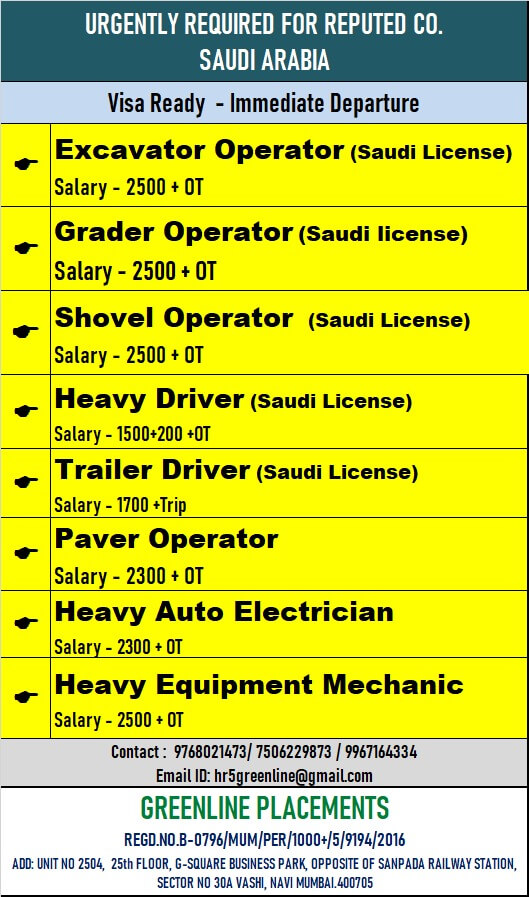 URGENTLY REQUIRED FOR REPUTED COMPANY KSA