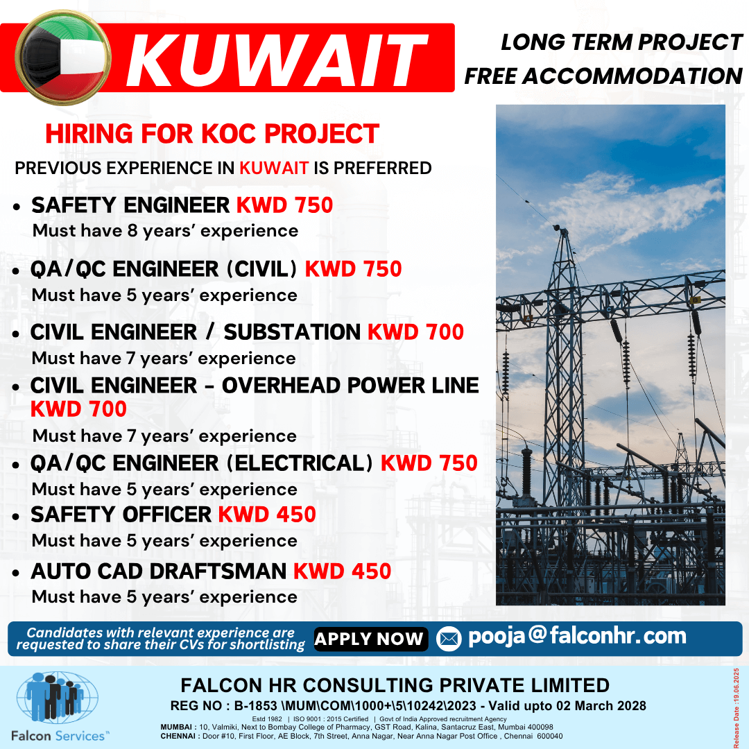 Hiring for KOC Project – Kuwait ?? | Long-Term Opportunity with Free Accommodation