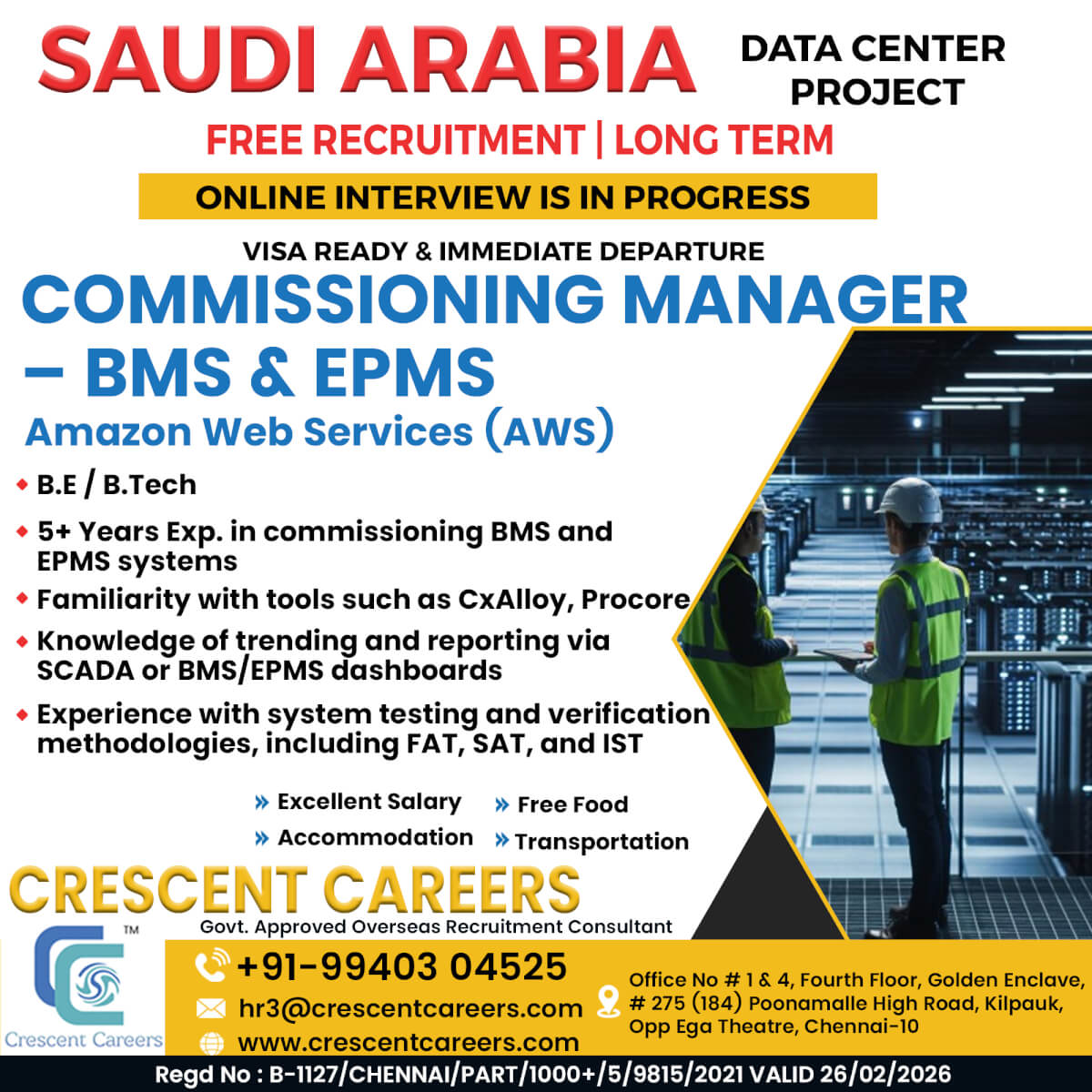 COMMISSIONING MANAGER - BMS & EPMS