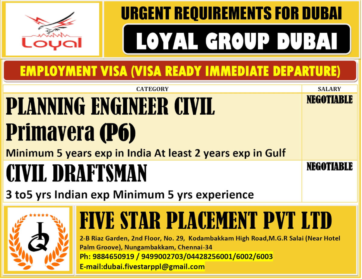 URGENT REQUIREMENT FOR DUBAI