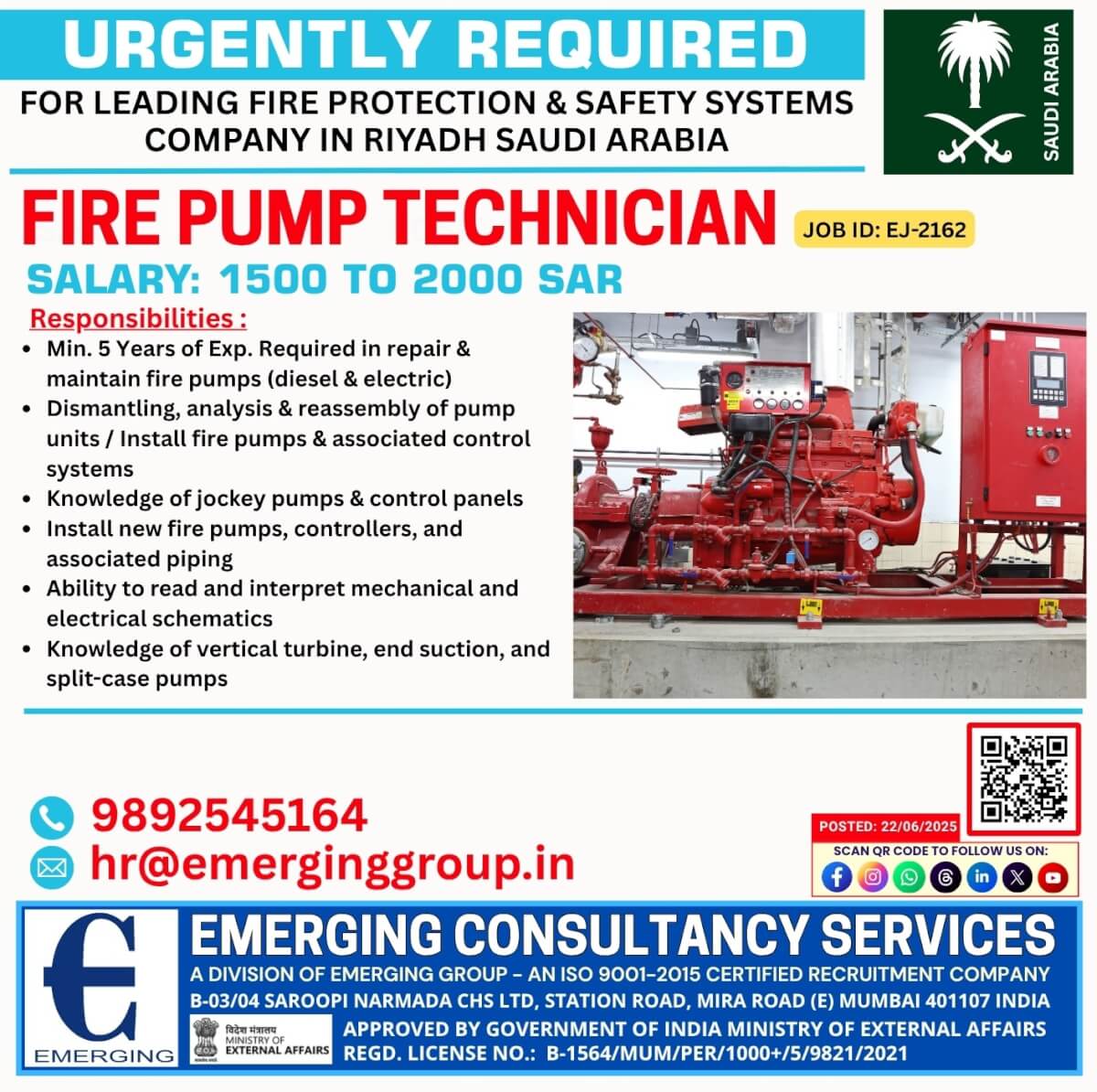 Urgently Required for Leading Fire Protection & Safety Systems Company in Riyadh – Saudi Arabia Urgently Required for Leading Fire Protection & Safety Systems Company in Riyadh – Saudi Arabia