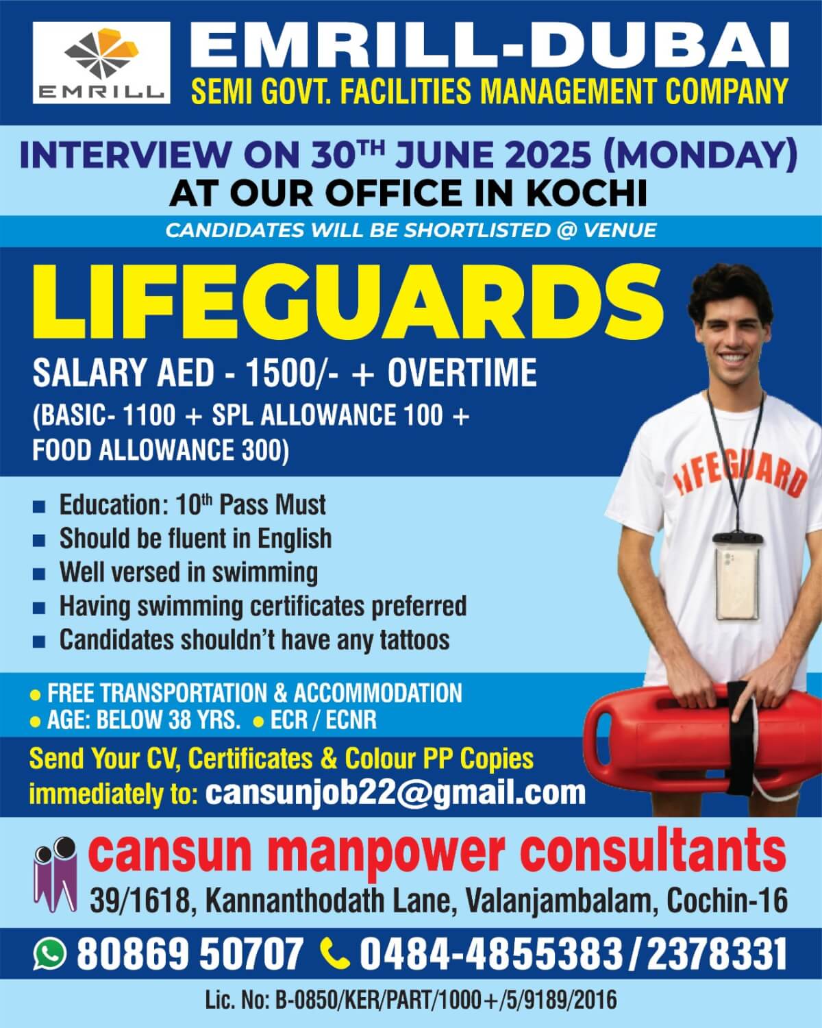 Urgently Required for Emrill, Dubai Urgently Required for Emrill, Dubai
