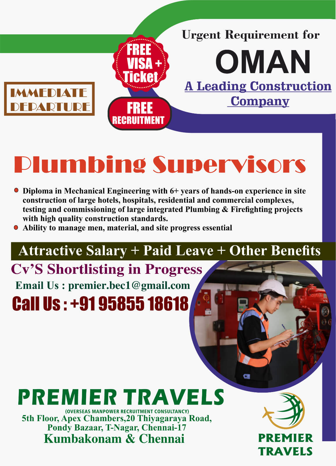 Plumbing Supervisor - Firefighting & Firealram