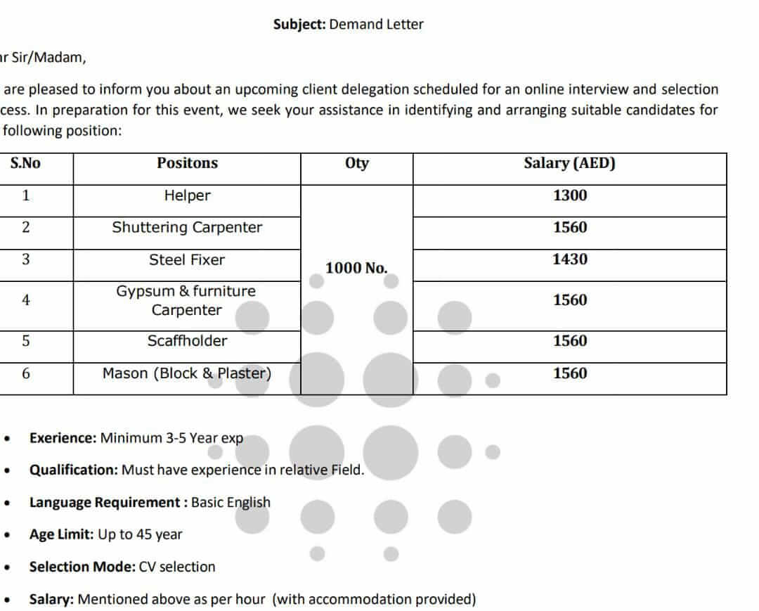 URGENT HIRING FOR MULTIPLE POSITION IN UAE CONSTRUCTION COMPANY