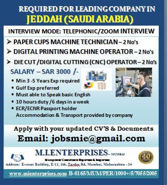 REQUIRED FOR LEADING COMPANY IN      JEDDAH (SAUDI ARABIA)