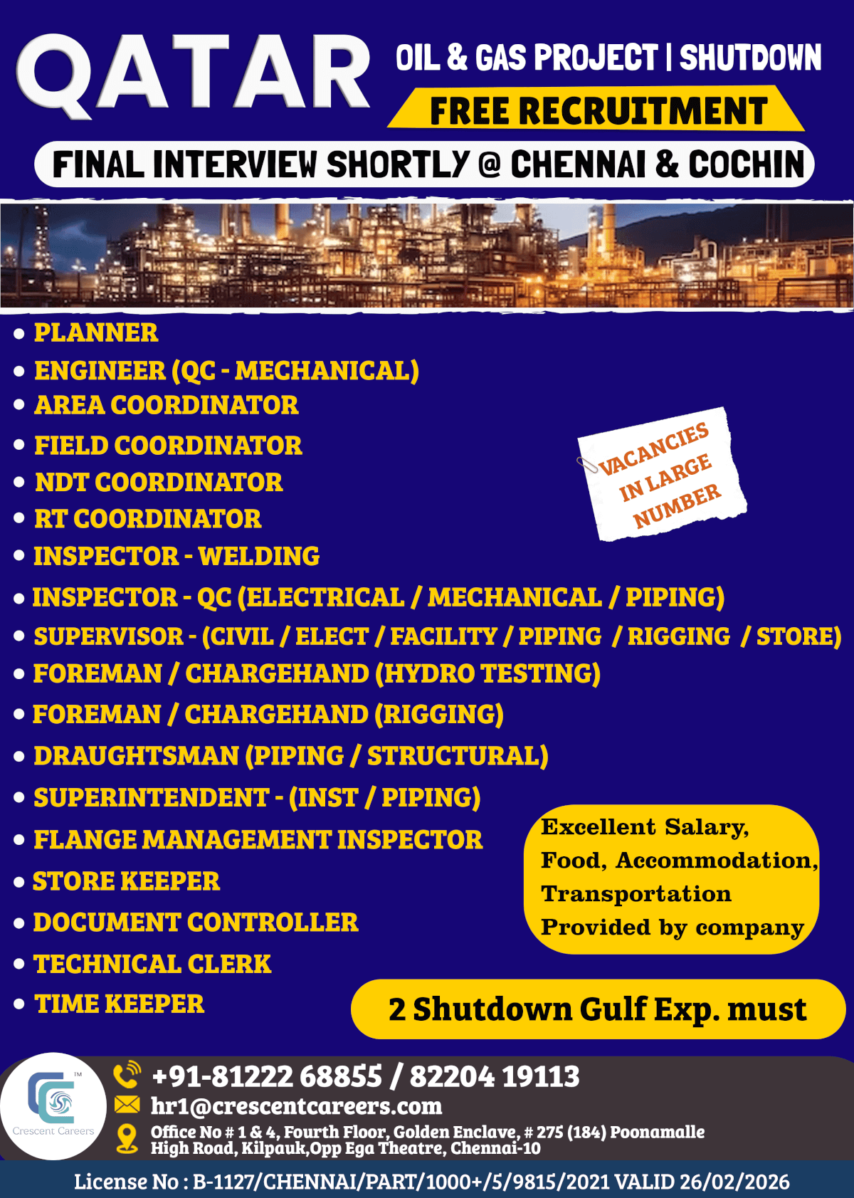 FREE RECRUITMENT FOR QATAR COUNTRY