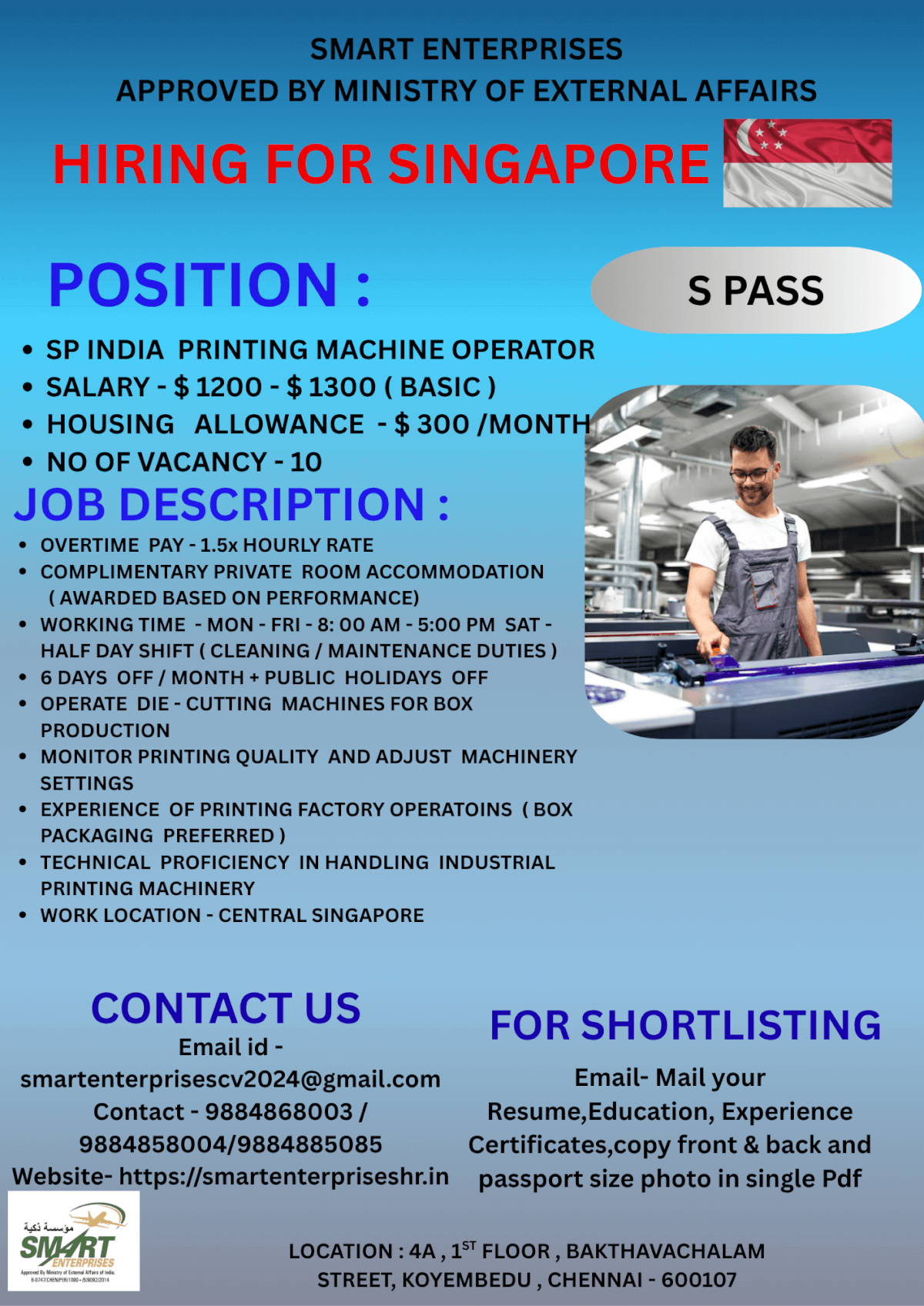 HIRING  FOR  SINGAPORE