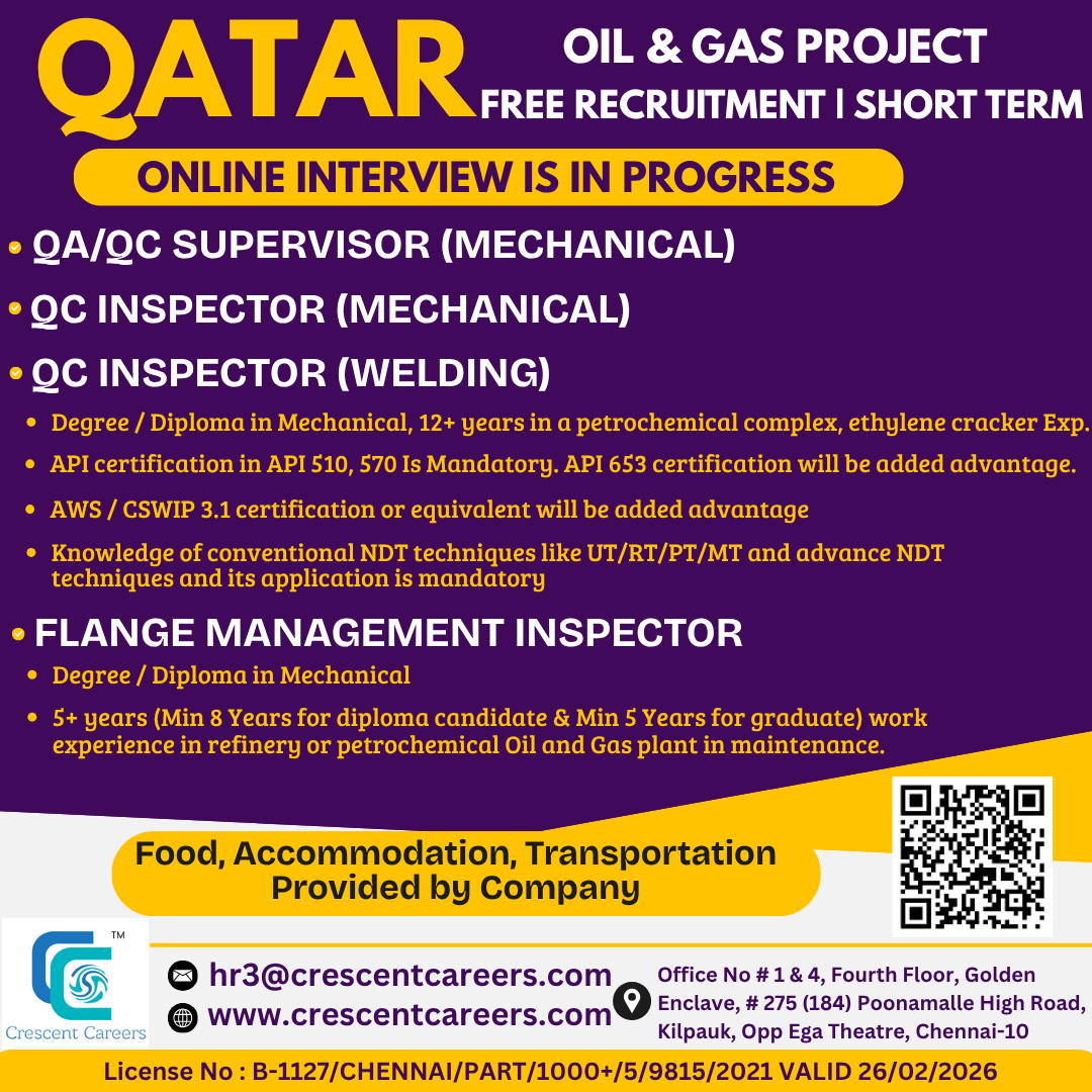 FREE RECRUITMENT FOR QATAR COUNTRY