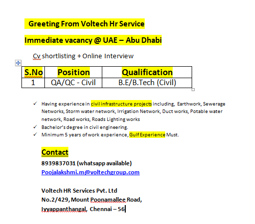 QA/Qc - Civil