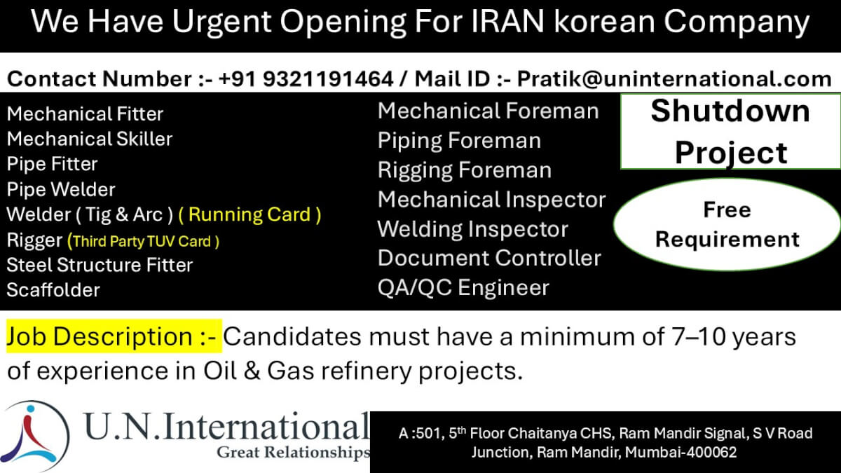 We Have Urgent Opening For IRAN Korean Company