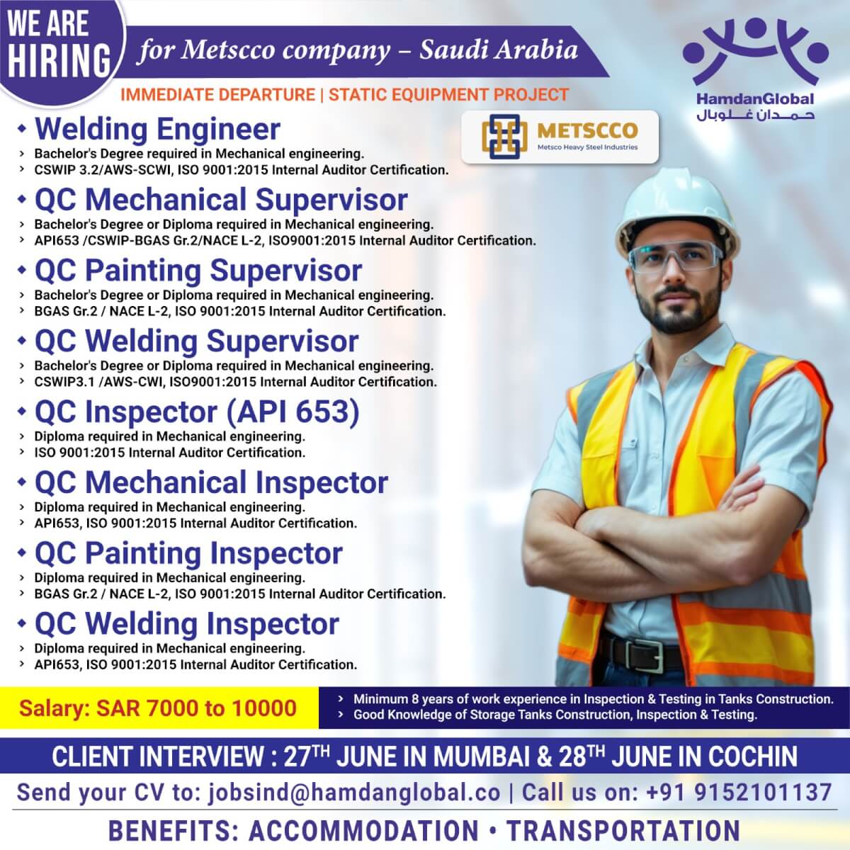 Urgent Requirement for Mettsco