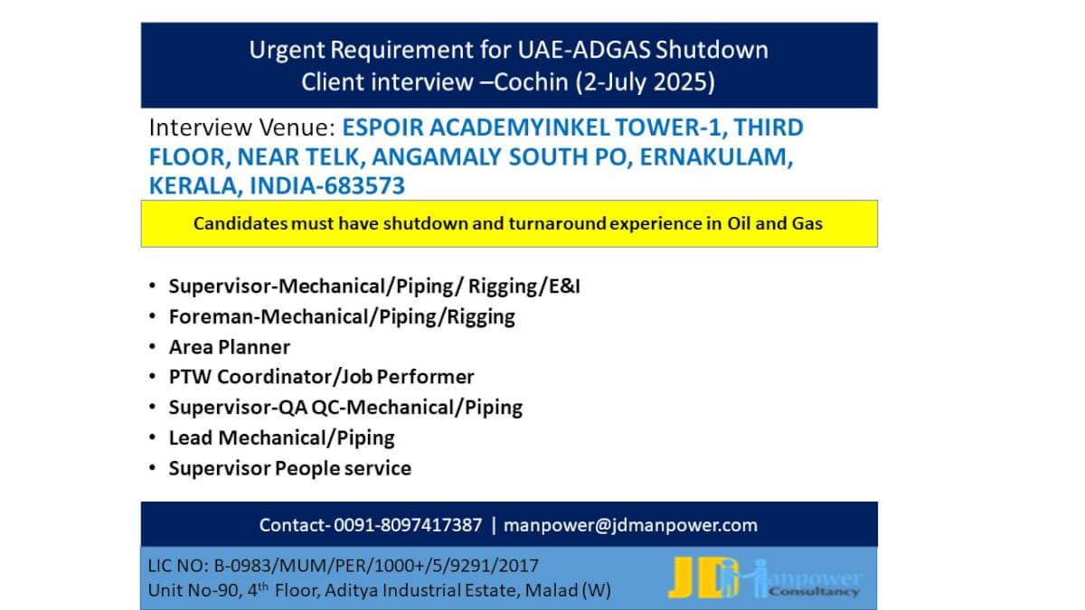 free requirement for UAE - ADGAS Shutdown