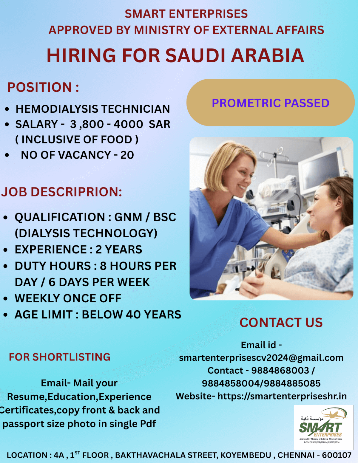 URGENT REQUIREMENT FOR SAUDI ARABIA