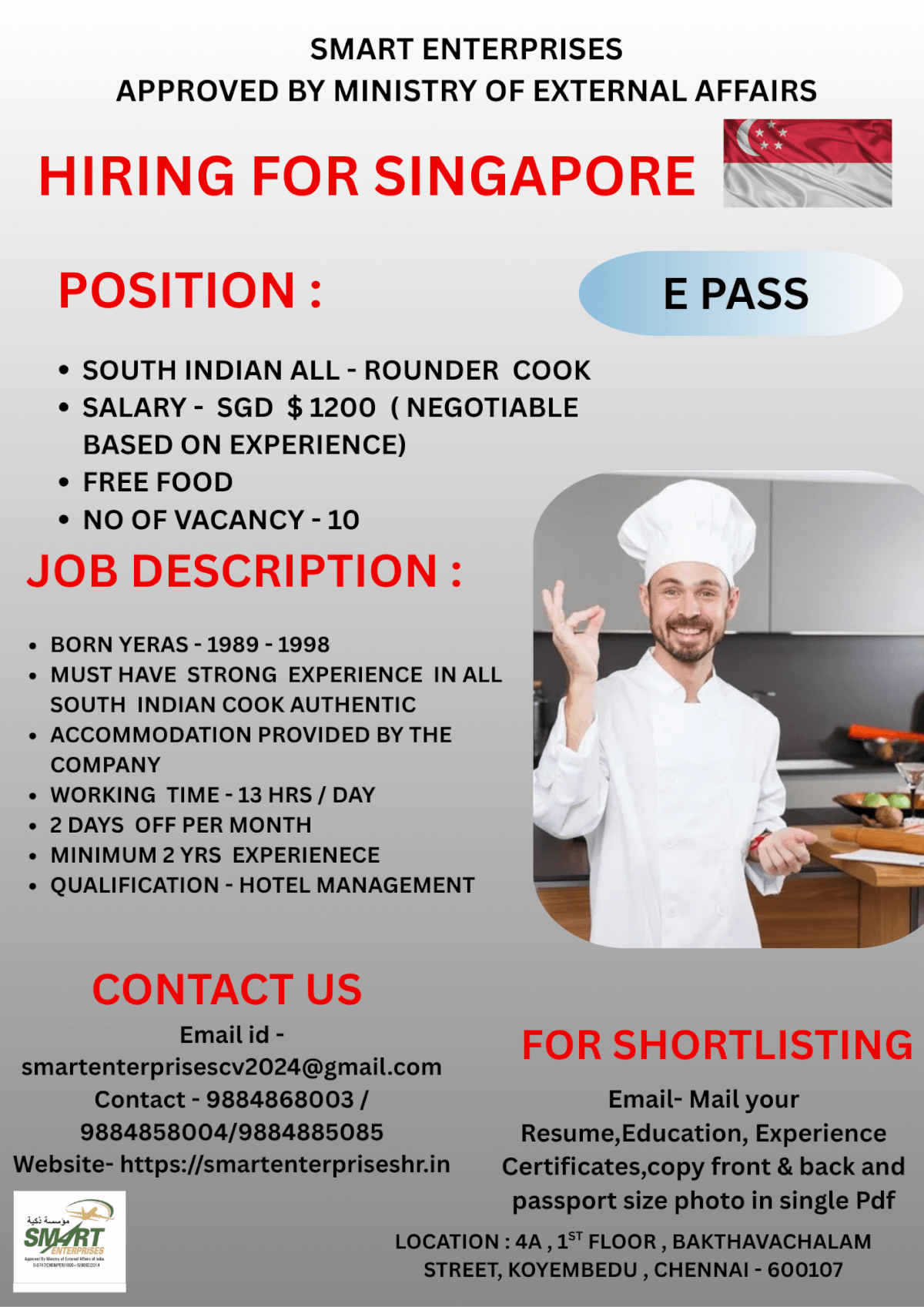 HIRING FOR SINGAPORE