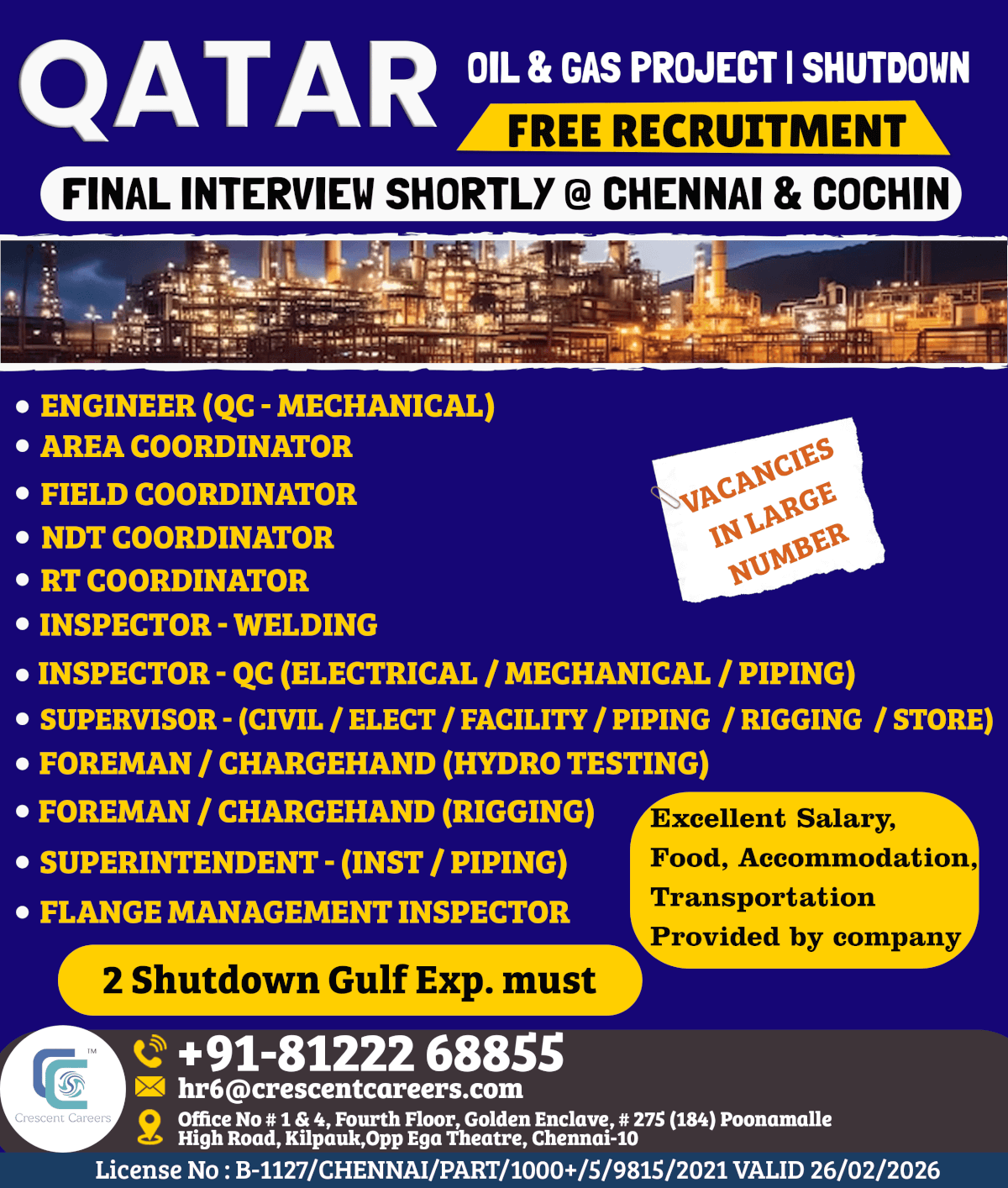 FREE RECRUITMENT FOR QATAR COUNTRY