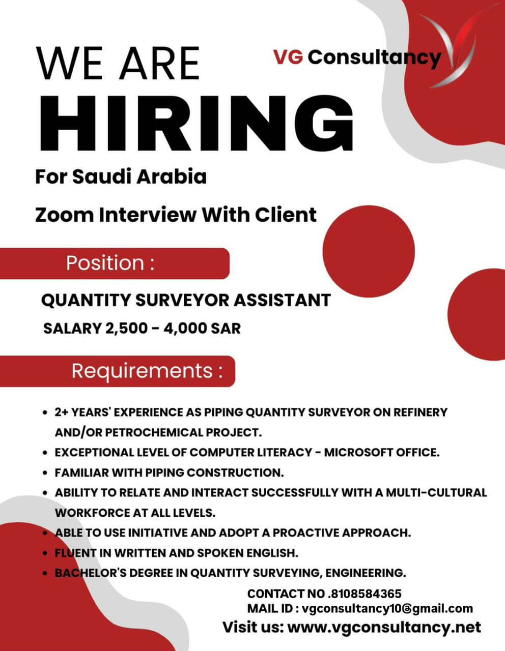 URGENT REQUIREMENT FOR SAUDI ARABIA SENOPEC CHINESE COMPANY