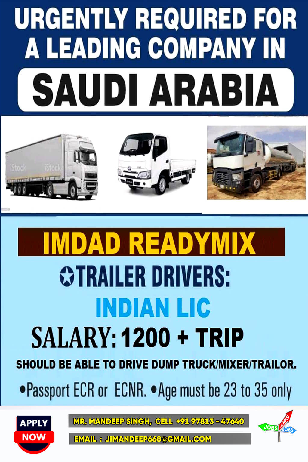 Heavy Driver For Saudi Arbia