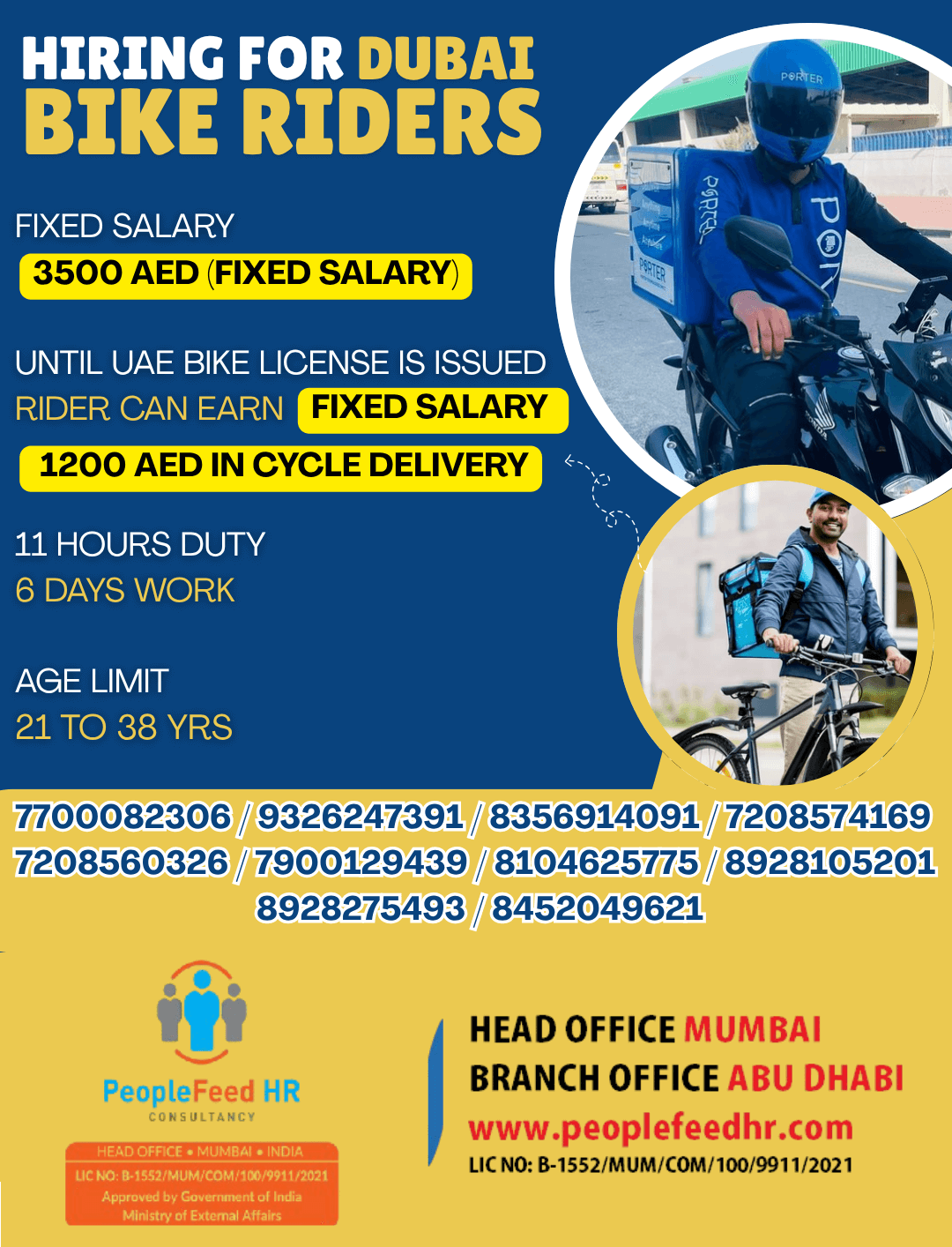 HIRING BIKE RIDERS FOR DUBAI ::-:: FIXED SALARY JOB ::-:: PEOPLEFEED HR PVT. LTD.