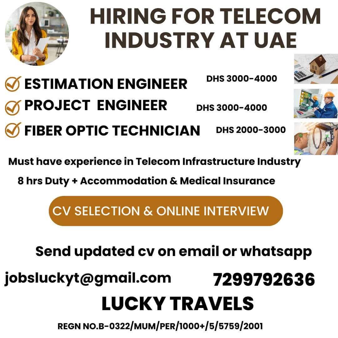 Hiring for Telecom Industry for Abu Dhabi / Cv Selection & Online Interview / 7299792636 Hiring for Telecom Industry for Abu Dhabi / Cv Selection & Online Interview / 7299792636