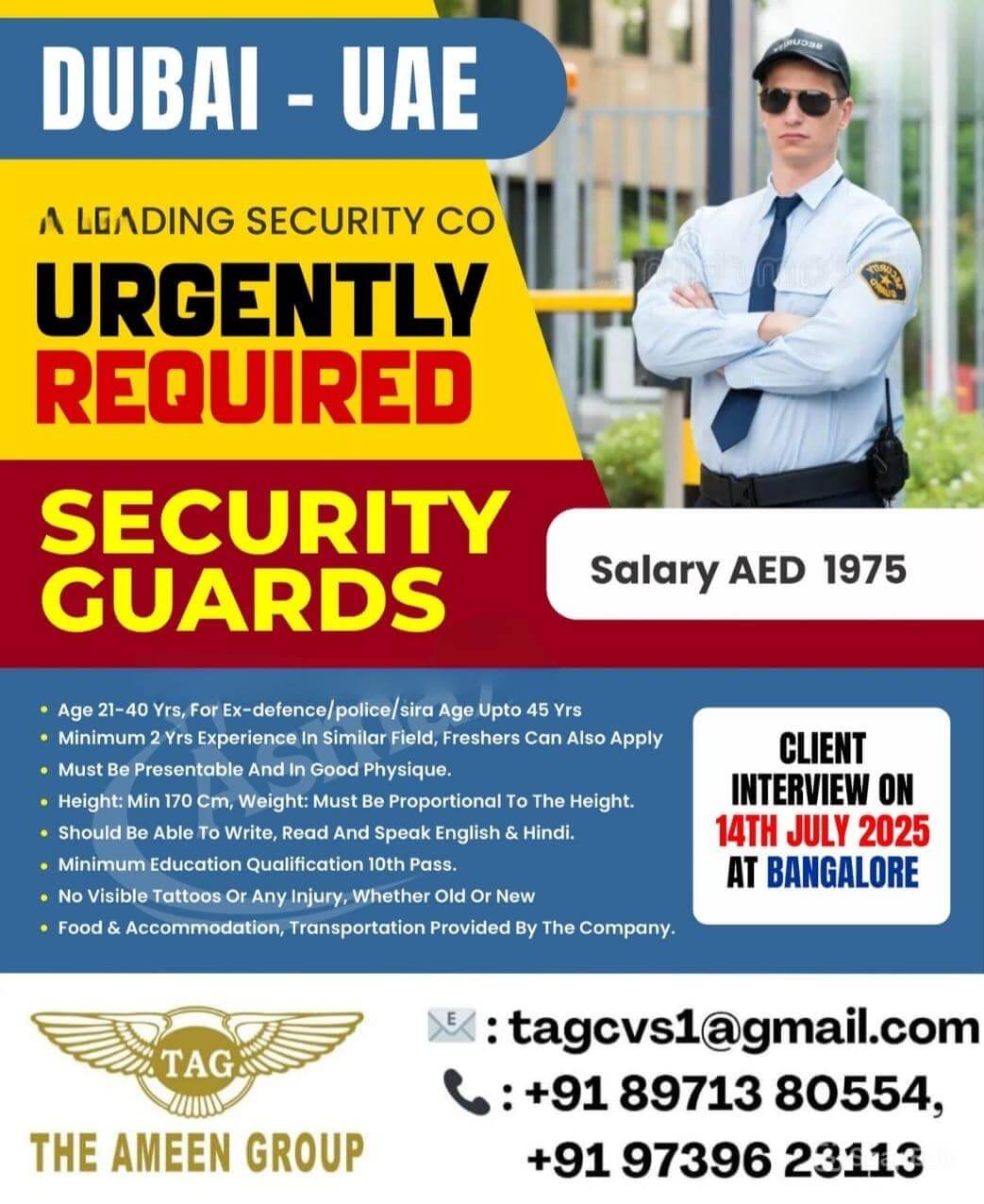 Security Guard Jobs in Dubai – Urgent Hiring!