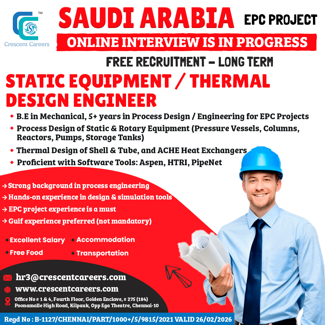 STATIC EQUIPMENT / THERMAL DESIGN ENGINEER STATIC EQUIPMENT / THERMAL DESIGN ENGINEER